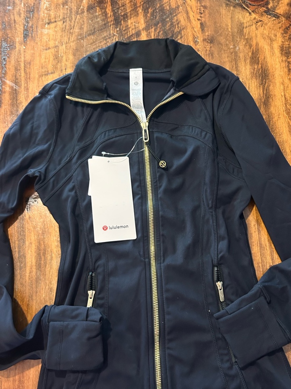 lululemon athletica black Zip-Front Jacket with Gold Hardware